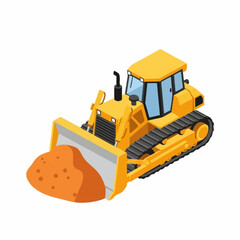 Fototapeta premium Bulldozer pushing a pile of dirt.