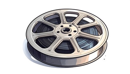 Obraz premium A cartoon-style illustration of a film reel