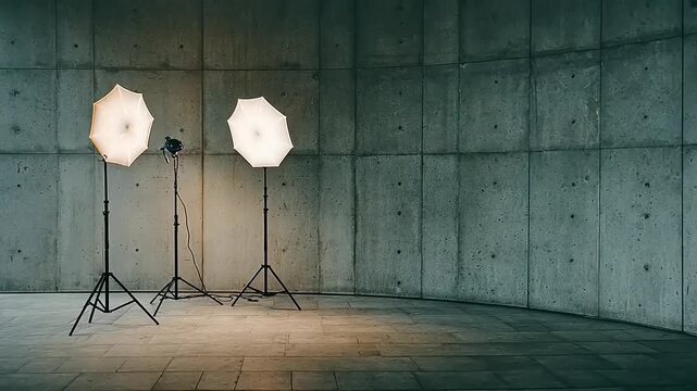 studio lighting setup with softbox lights on stands