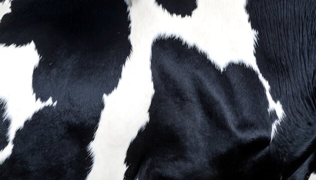 Close-up of a black and white animal's hide, showing patches of contrasting colors and textures