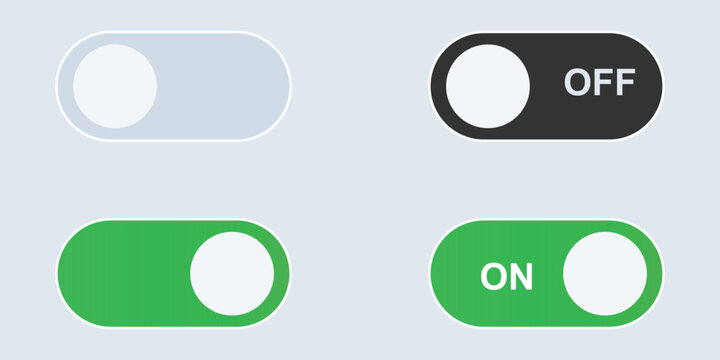 A graphic illustration of toggle switches in different states of activation on a plain background