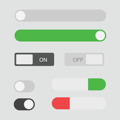 Obraz premium A collection of toggle switches and sliders in various states of activation on a gray background