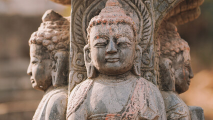 Obraz premium Ancient Stone Buddha Statues closeup
