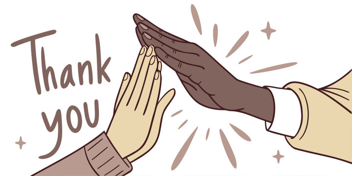 Two hands touching in a gesture of appreciation Vector