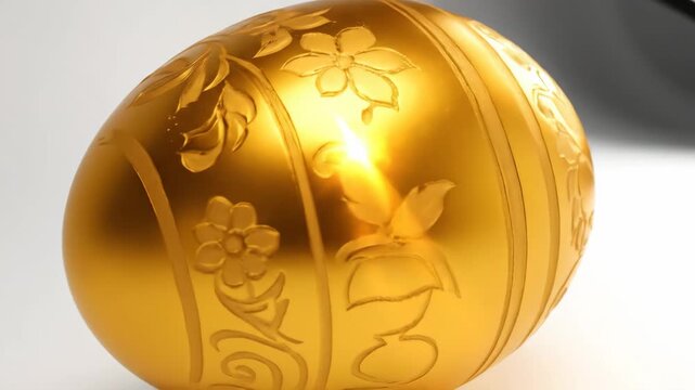 Golden easter egg rotating with floral decorations