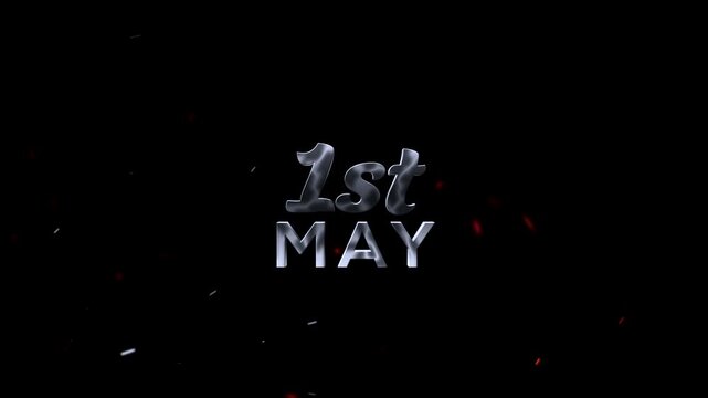 Celebrate 1st May, Stylish metallic text design celebrating first day of May with fire sparks effect for creative projects