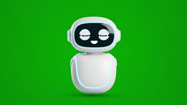 Friendly chatbot mascot floating on a clean green screen background with isolated loop style animation for SaaS, app onboarding and AI assistant videos