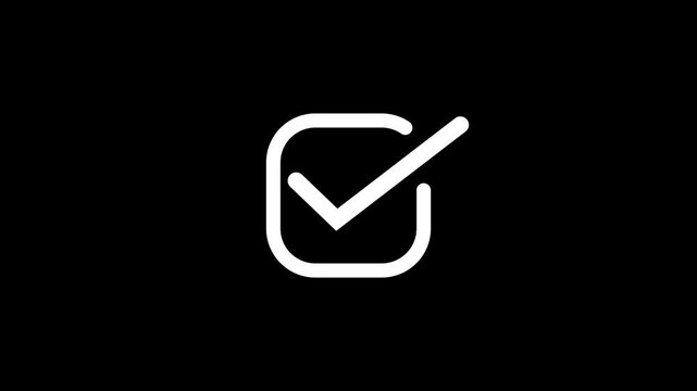 checkmark sign with yes text animation on transparent background