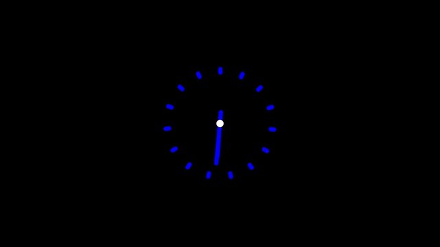 Time on clock is going fast. Black clock icon with moving arrows in 12 hour loop. Stopwatch animation. Alpha channel