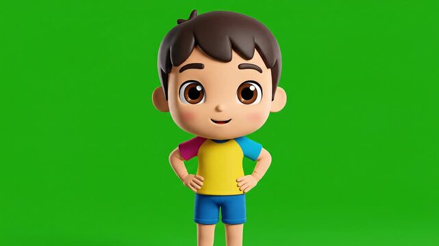 Clean cute mascot character standing in a waiting idle loop on green screen with isolated reusable commercial animation for stock footage and overlays