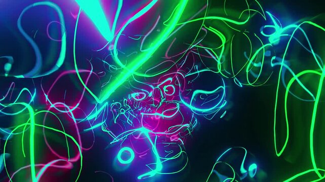Neon Psychedelic Warp Tunnel Seamless 4K VJ Loop