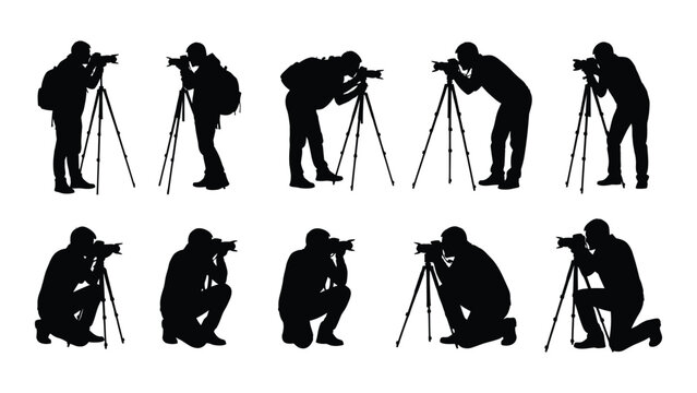 Silhouettes of photographers in various shooting positions