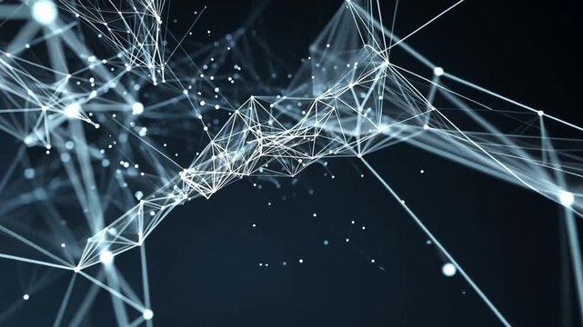 Abstract Digital Lines and Particles in Dark Space Background