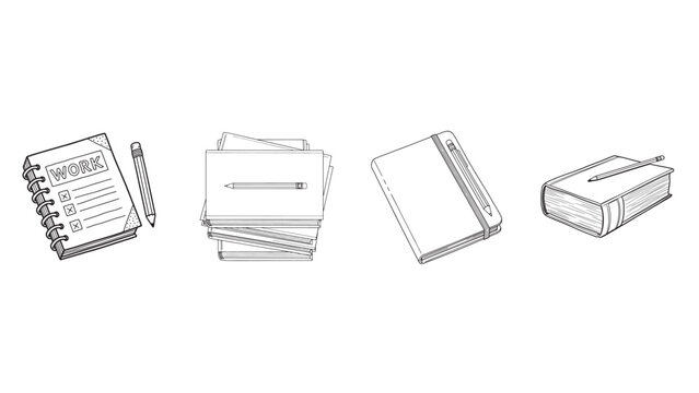 Notebook and Book Stack Illustration for Study Notes Academic Planning and Educational Resources
