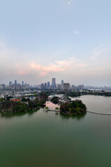 Fototapeta premium Aerial photography of Huizhou West Lake Scenic Area in Huizhou City