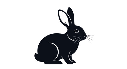 Obraz premium Black Rabbit Silhouette Isolated on White Background.