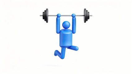 Naklejka premium Blue 3D figure lifting barbellstrength trainingfitness conceptexerciseweightliftingworkoutgymsporthealthactive,design,concept,creative,graphic,modern,design,concept,creative