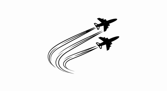 Two jet fighters perform aerial maneuvers, leaving contrails