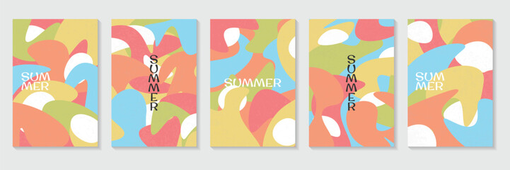 Vibrant abstract shapes modern summer greeting poster background. geomatric and  liquid shapes for ads, branding, banner, cover, label, poster. © BRITEN