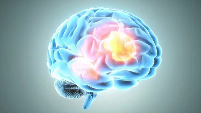 Rotating Human Brain 3D Anatomy with Glowing Amygdala &ndash; Neuroscience Concept