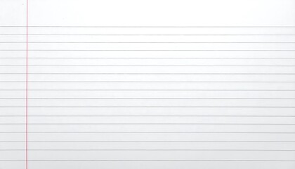Naklejka premium Close-up of a blank notebook page with horizontal lines and a vertical red margin line on the left