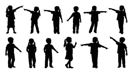 Silhouettes of people pointing.