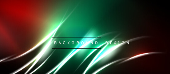 Abstract dynamic background. Smooth lines, vibrant colors, modern design. Green, red gradients create striking visual effect. © antishock