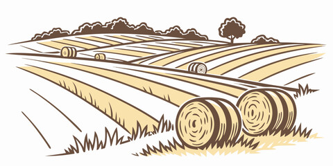 A stack of hay bales on a field Vector © MD MOGAMMEL HAQUE 