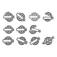 World Globe and Search Logo Silhouette Pack