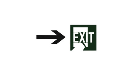 Emergency Exit Sign with Arrow Pointing to the Right.