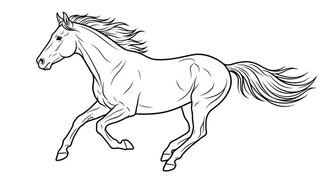 Running Horse in Motion Galloping Fast.