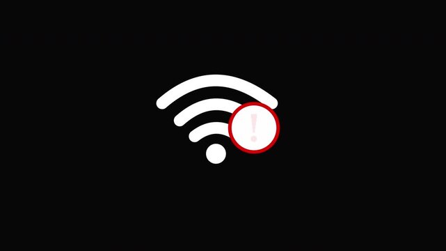 No WIFI icon display animation isolated on black background 4k