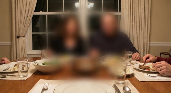 POV simulation of macular degeneration during family dinner