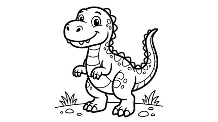 Fototapeta premium Smiling Cartoon Dinosaur Standing Alone.