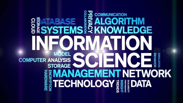 information science animated word cloud-text design animation tag kinetic typography seamless loop.