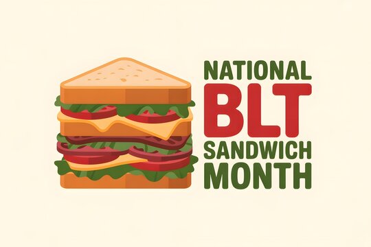National BLT Sandwich Month Celebration Vector Illustration with Fresh Ingredients