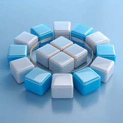 Obraz premium Endpoint security icon with multiple device tiles protected by a circular ring