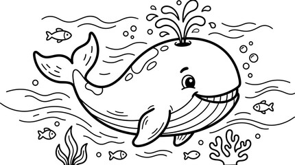 Smiling Whale Underwater Ocean Scene. © Suro