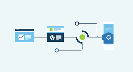 Fototapeta premium Data Processing Steps Infographic Elements.
