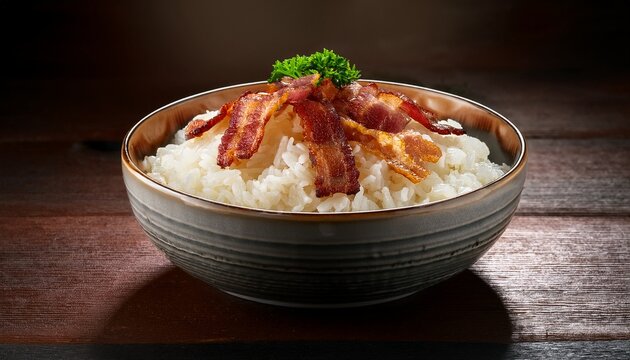 bowl rice with bacon and ci