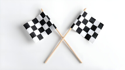 Fototapeta premium Pair of crossed checkered flags signifying success