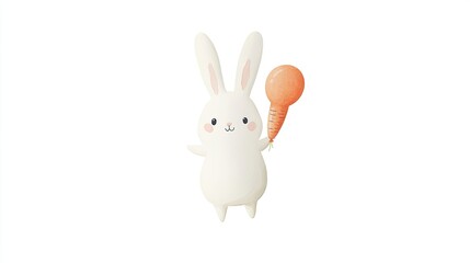 Fototapeta premium Cute cartoon rabbit holding a carrot with a cheerful expression