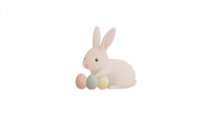 Fototapeta premium Cute Bunny with Pastel Eggs for Easter Celebration or Spring Themes