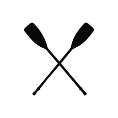 Obraz premium Crossed oars silhouette icon vector flat design.