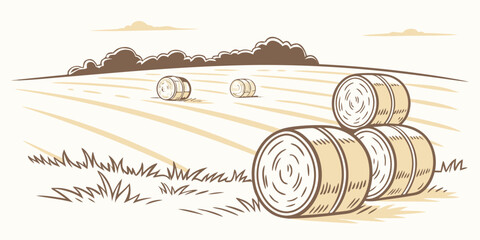 A stack of hay bales in a field Vector © MST NASIMA KHATUM