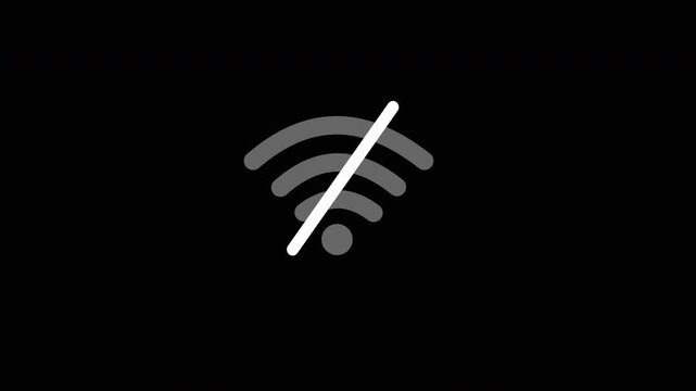 No wi fi animation. lost connection sign in black background 4k
