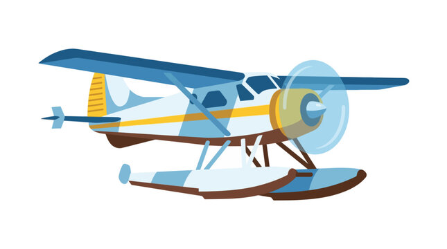 Seaplane on water with skis.