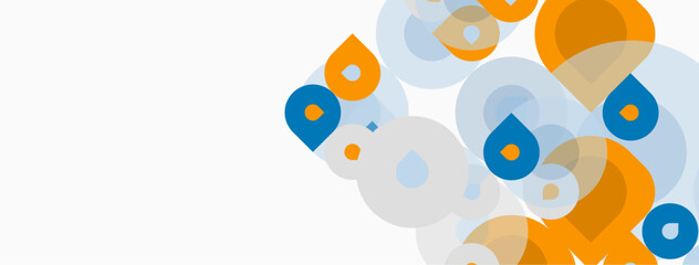 Obraz premium Abstract shapes overlap, creating dynamic visual texture. Orange, blue hues dominate white background. Modern design element.
