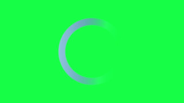 buffering loading wait wheel blue wave rotating cycle animated with regular refresh for computer display screens or digital user interfaces isolated on  a green chroma key background 4K animation