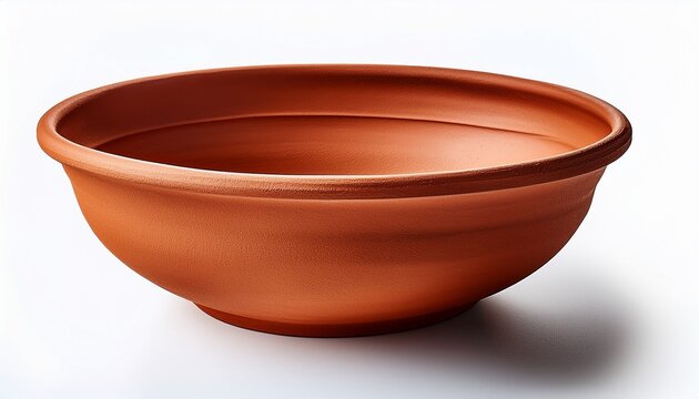 terracotta shallow bowl isolated on white background rustic earthenware dish for serving food or decorative purposes no background